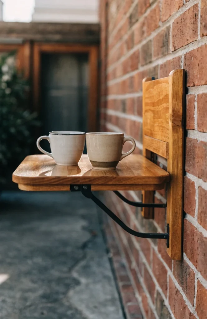 Swap a full table for a fold-down wall-mounted one