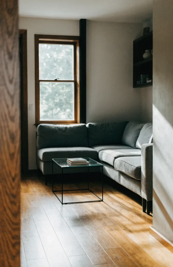 Tuck the sofa into a corner to free the center