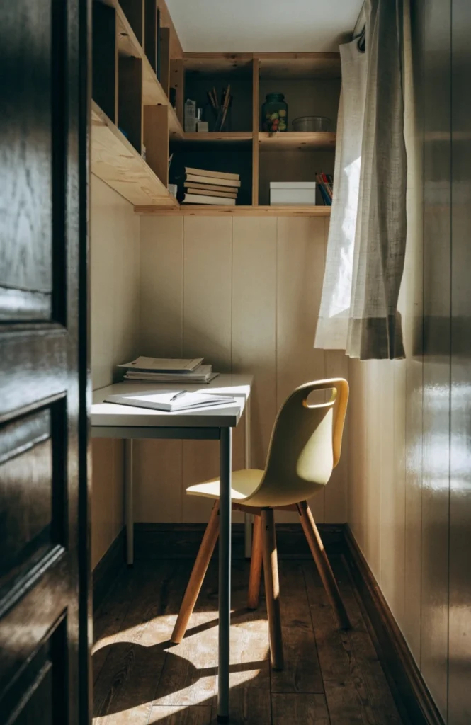 Convert an unused closet into a compact study nook