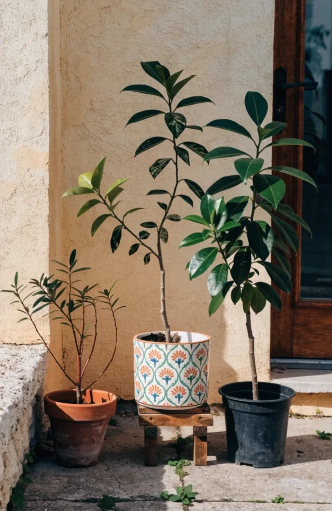 Group pots in odd numbers at varying heights