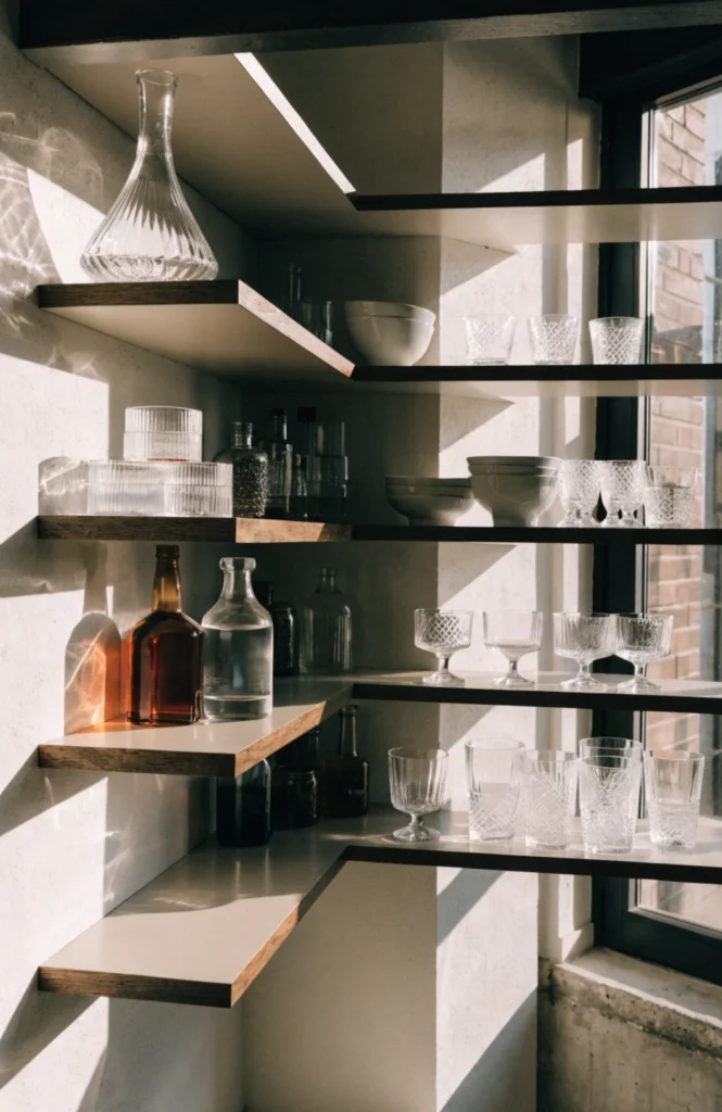 Build an L-shaped corner shelf unit