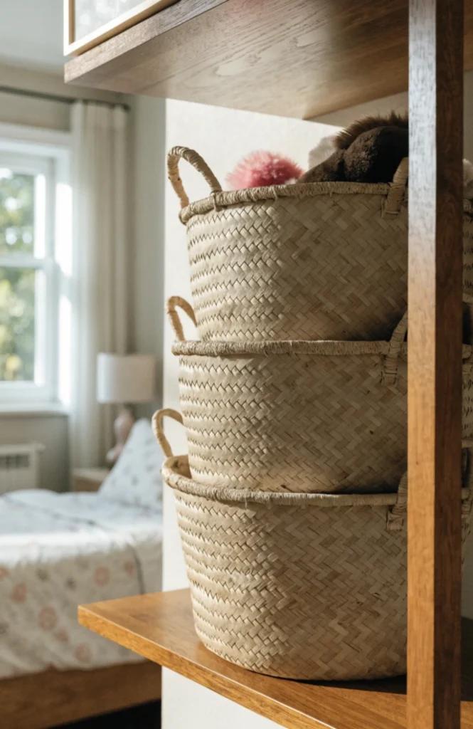 Use Woven Baskets Instead of Plastic Bins
