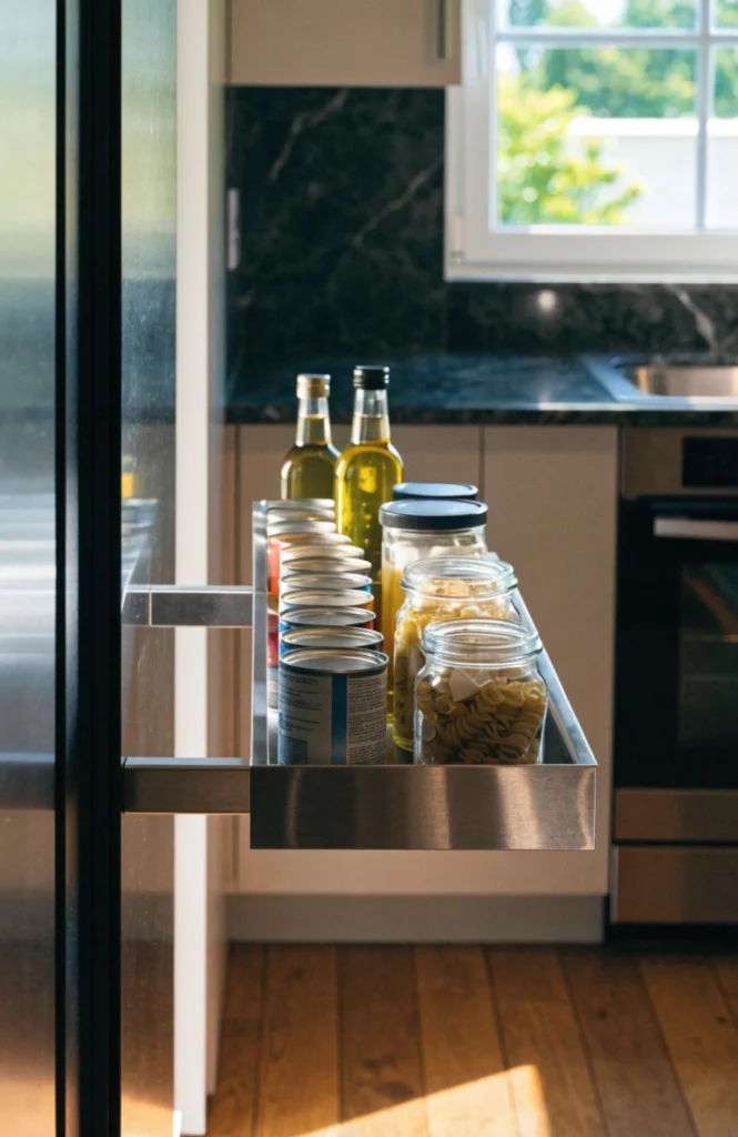 Add a slim pull-out pantry column