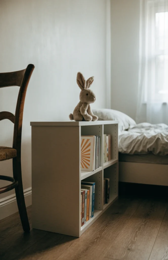 Install a Low, Open Bookshelf at Her Height