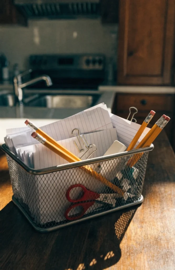 Set up a homework caddy or basket system