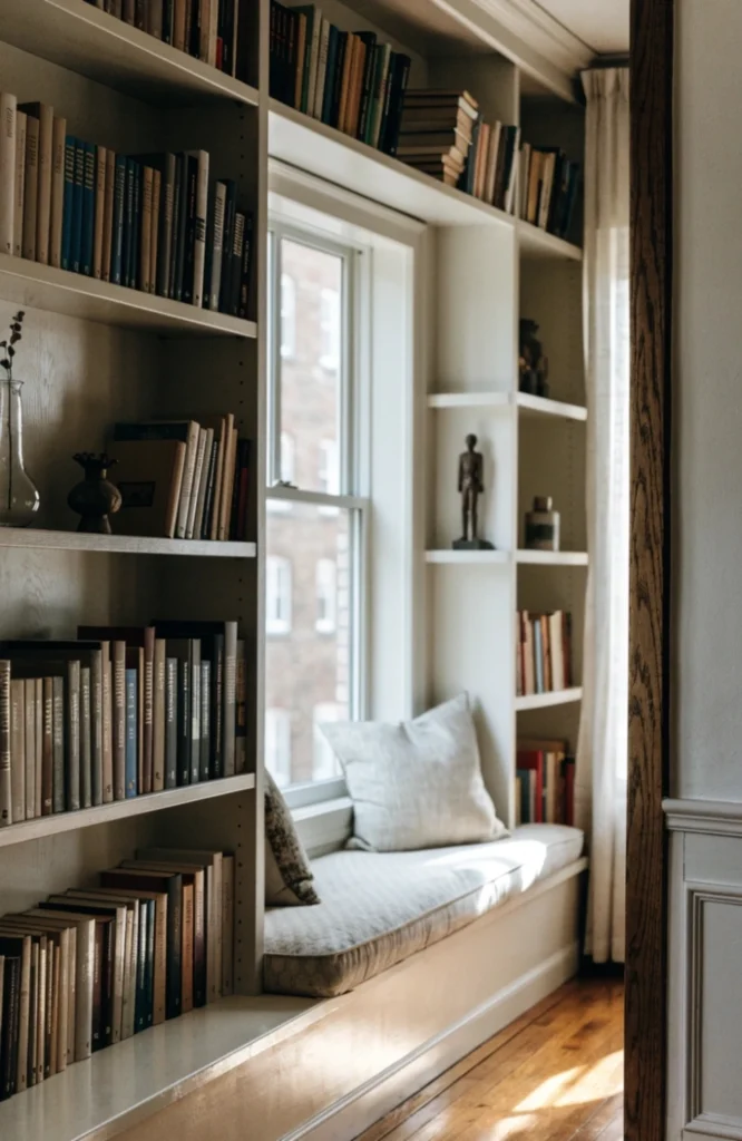Build a Reading Nook Into a Wall of Shelving