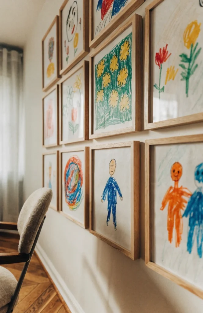Build a Gallery Wall of Her Own Art, Framed Properly