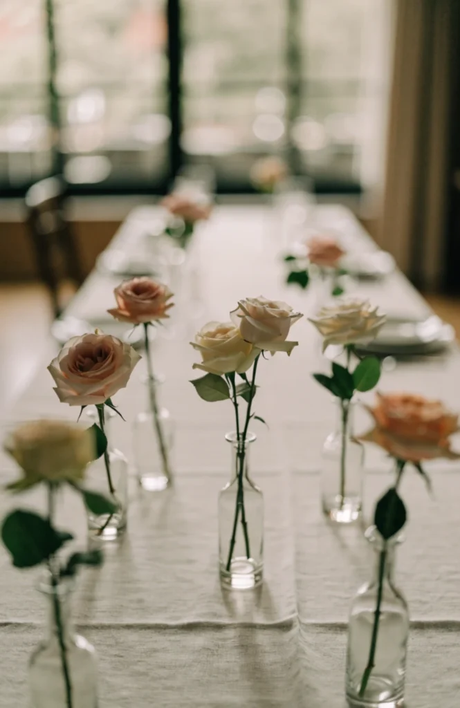 Cluster Bud Vases Instead of One Large Centerpiece