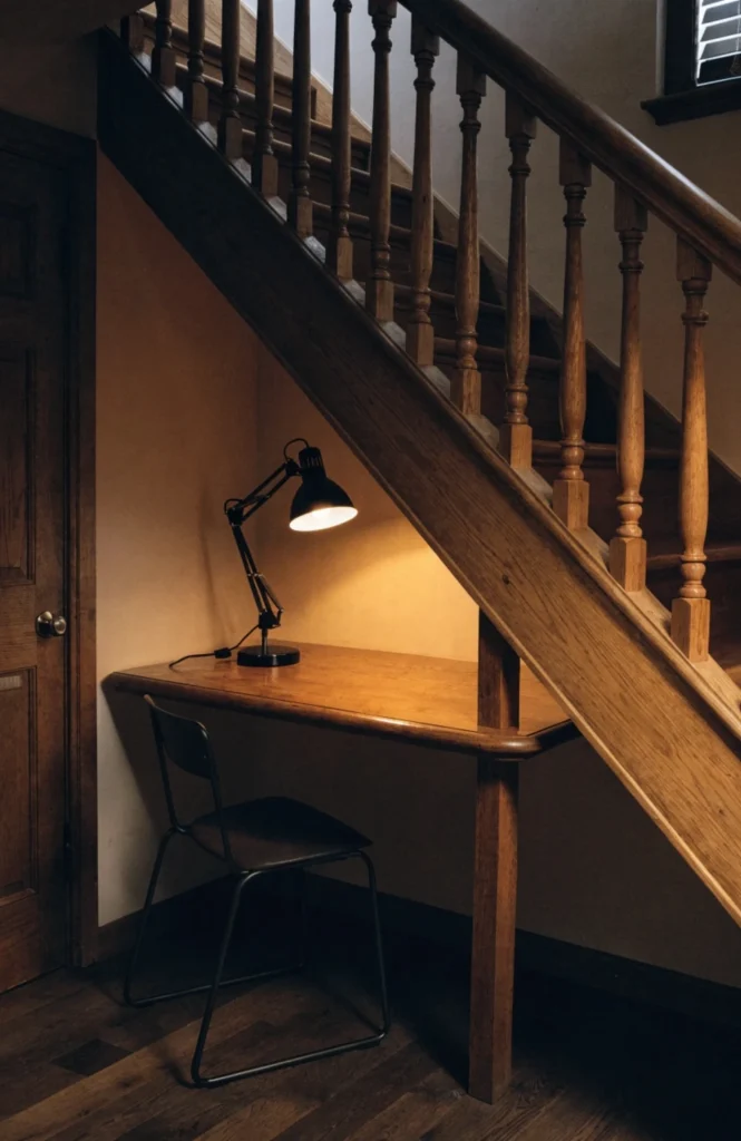 Build a homework alcove under the stairs