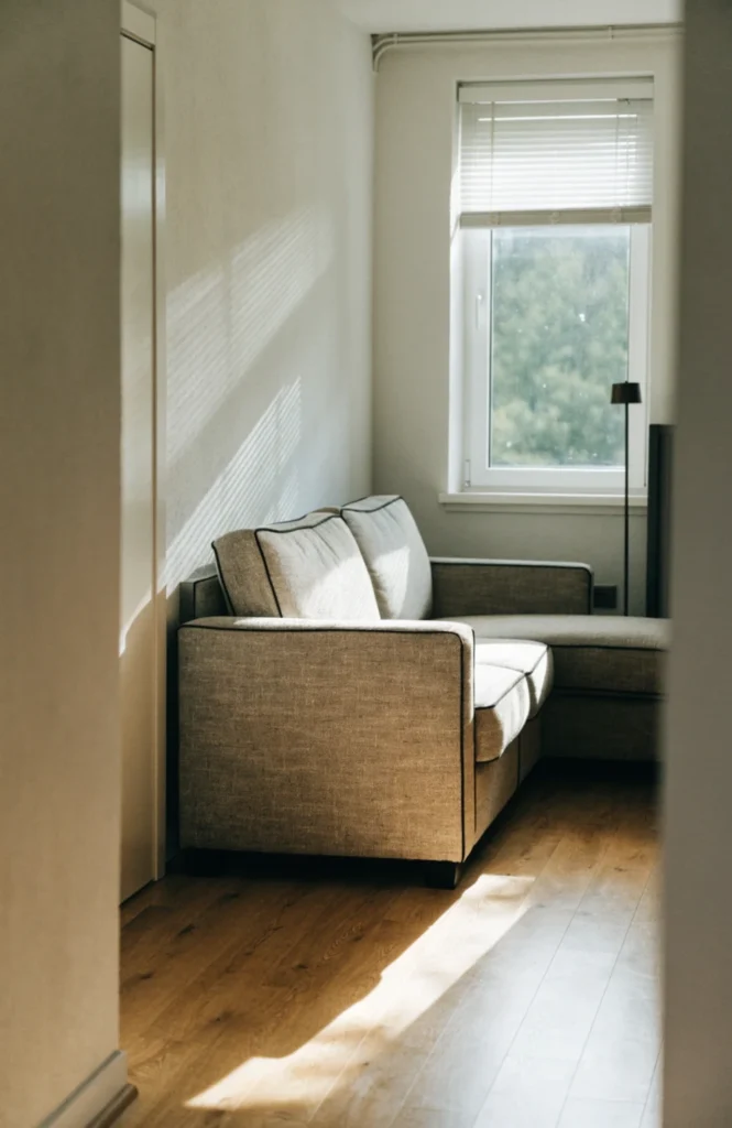 Choose a smaller-scale sectional for tight rooms