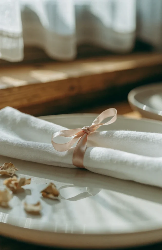 Tie Napkins With Thin Ribbon Instead of Napkin Rings