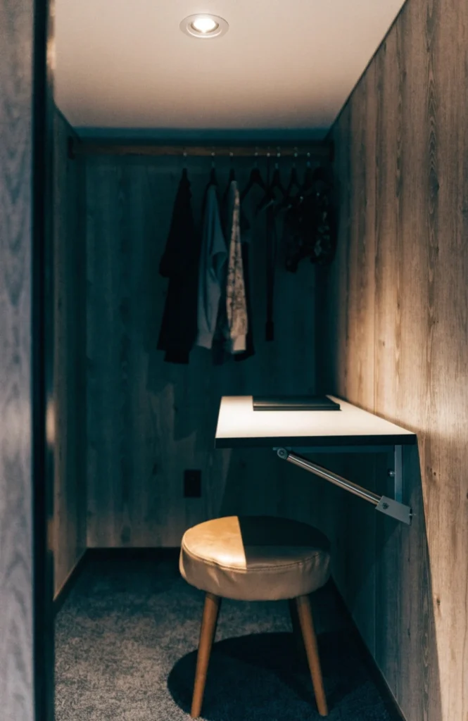 Fit a mini desk into a stair landing closet