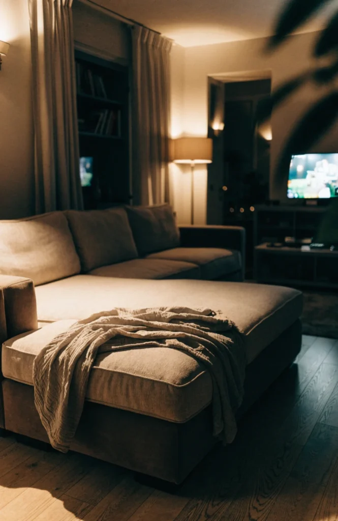 Point the chaise toward the TV for lounging