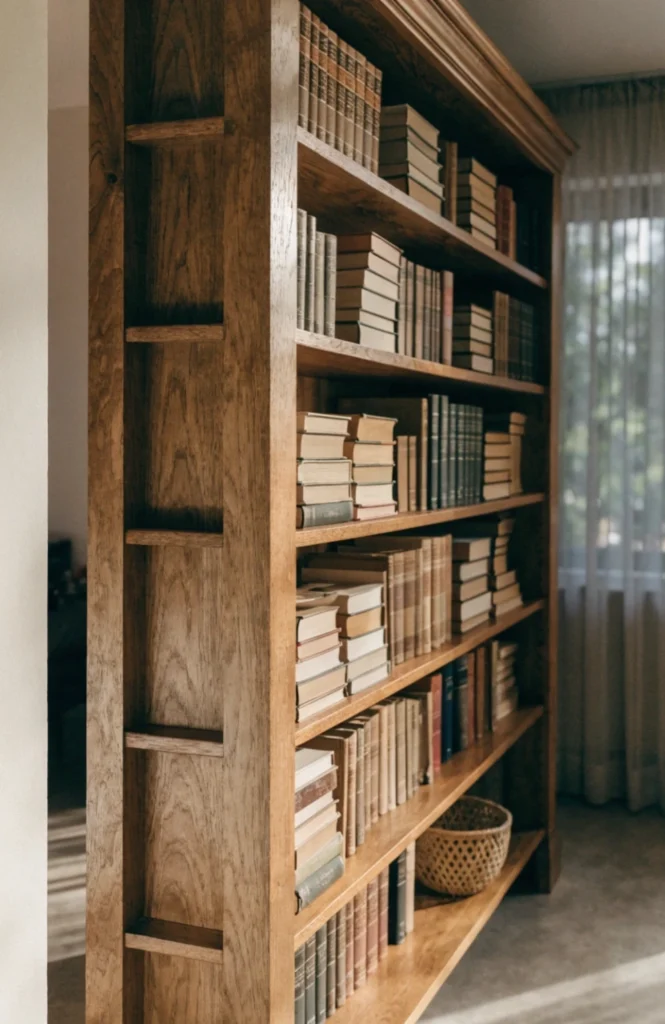 Choose Warm Wood Tones Over Painted White Shelving