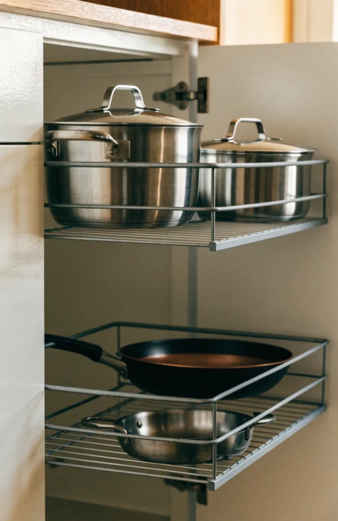 Add a pull-out rack to existing base cabinets