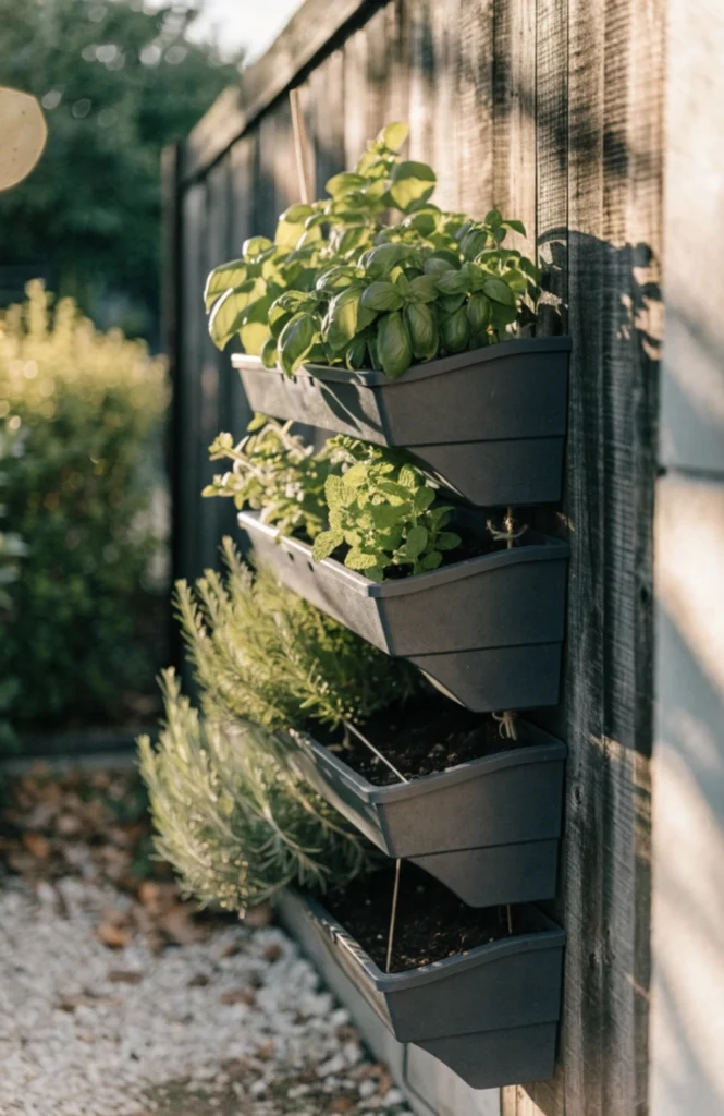 Use a vertical planter wall for herbs