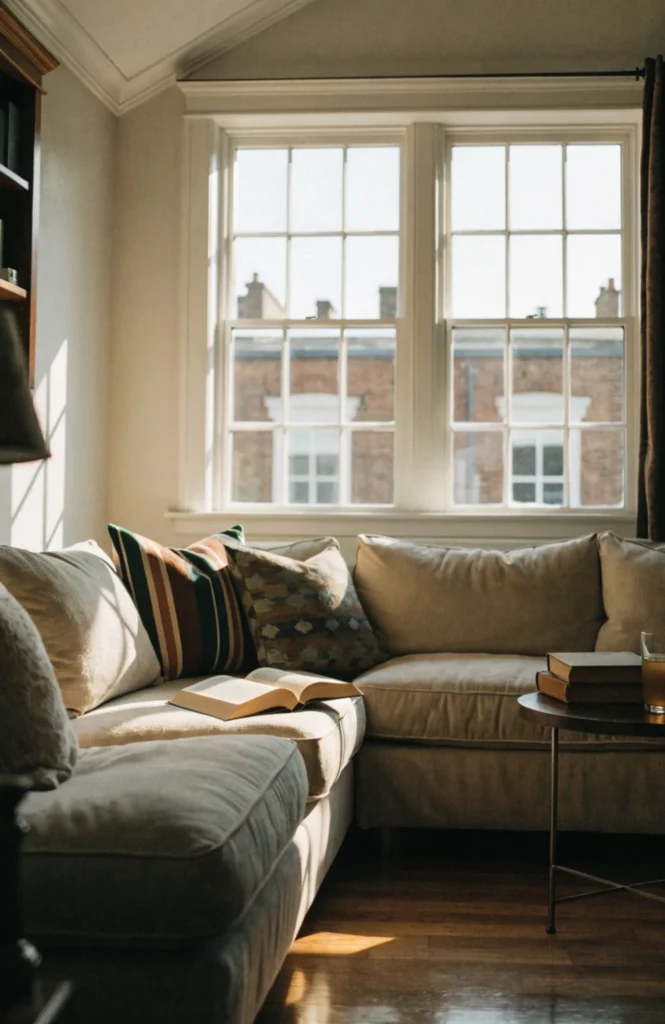 Angle the sofa toward a window instead of a screen