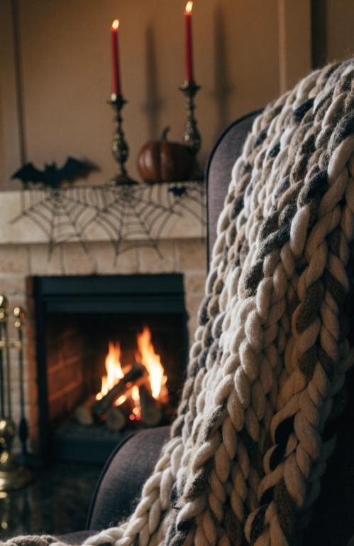 -close-up-of-a-chunky-knit-throw-draped
