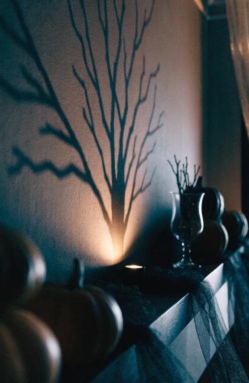close-up-of-a-small-uplight-casting-a-dramatic