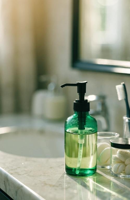close-up-of-green-glass-soap