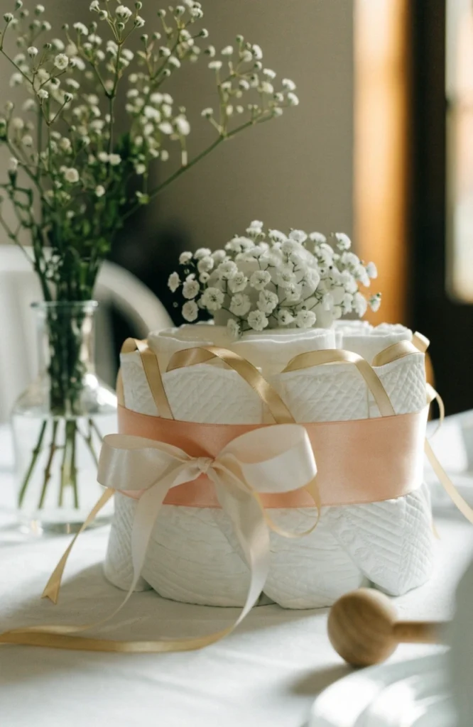 diaper-cake-centerpiece-decorated