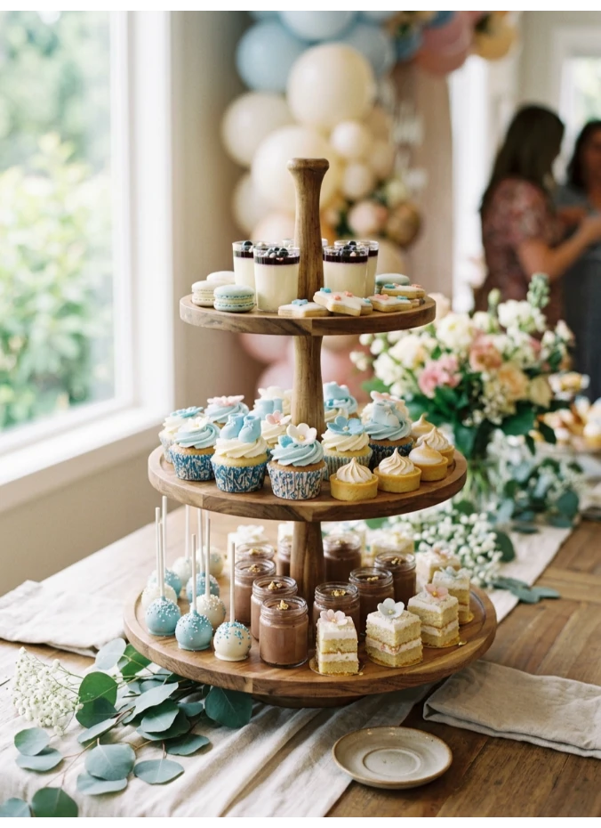 A tiered stand for individual desserts
