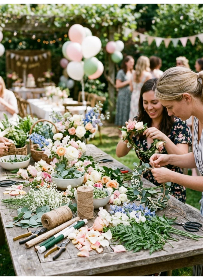 A flower crown building station