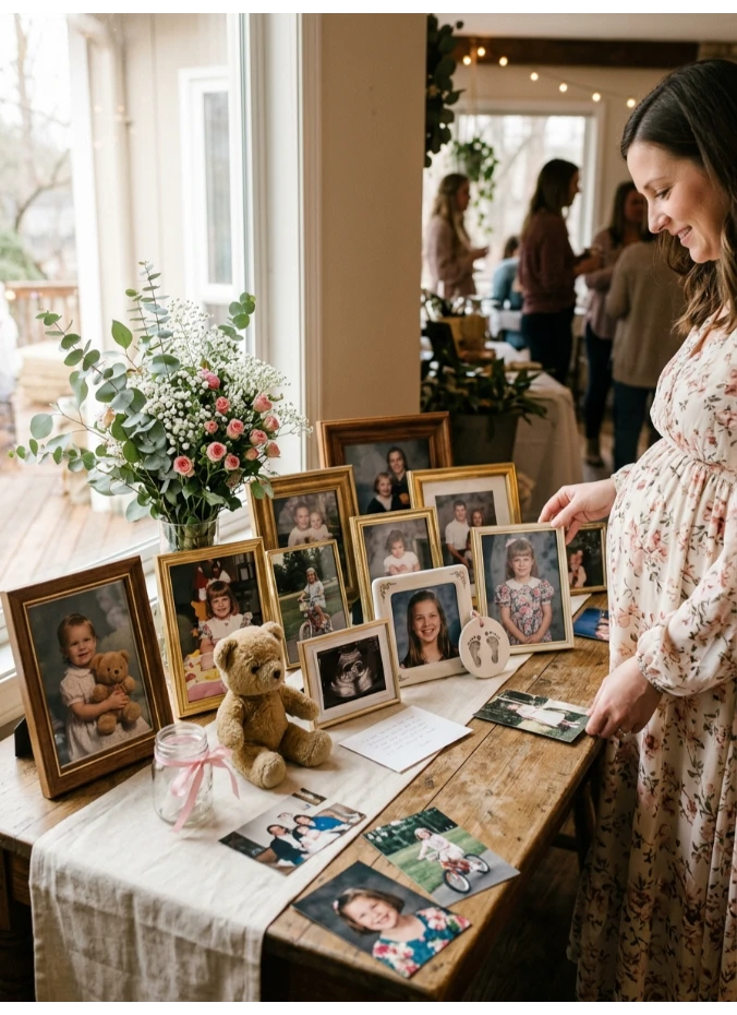 A nostalgia table with childhood photos
