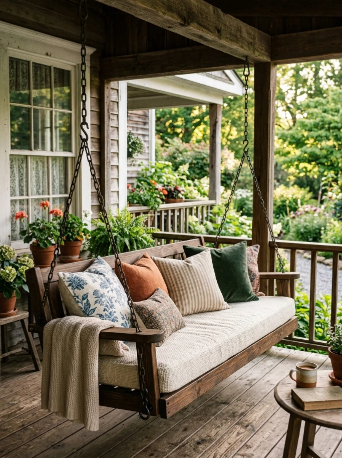 A porch swing for gentle movement