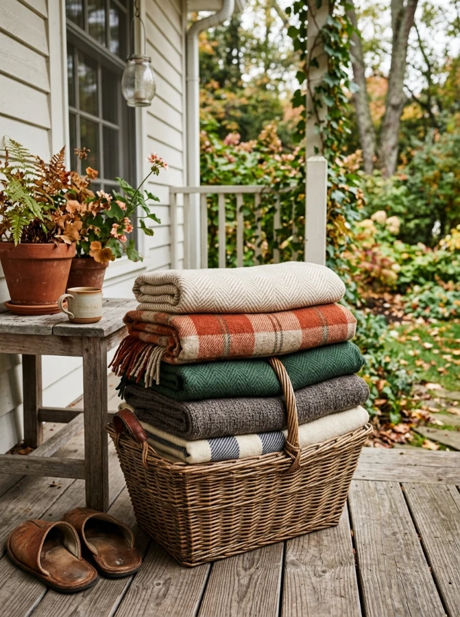 Cozy layered blankets for cooler nights