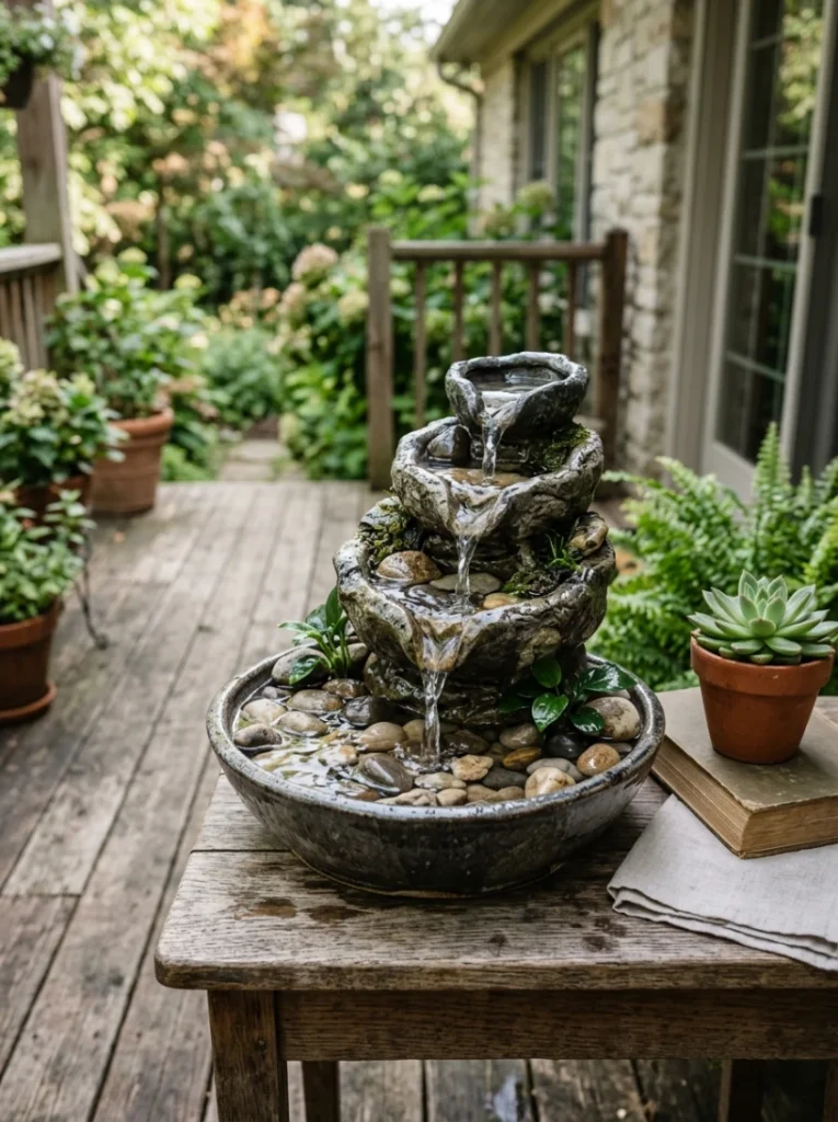 A small tabletop water fountain