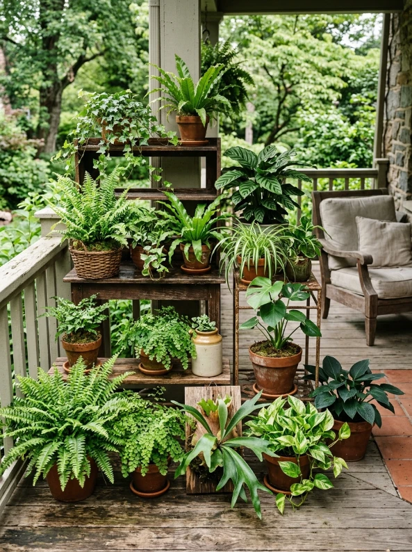 Layered plants at different heights