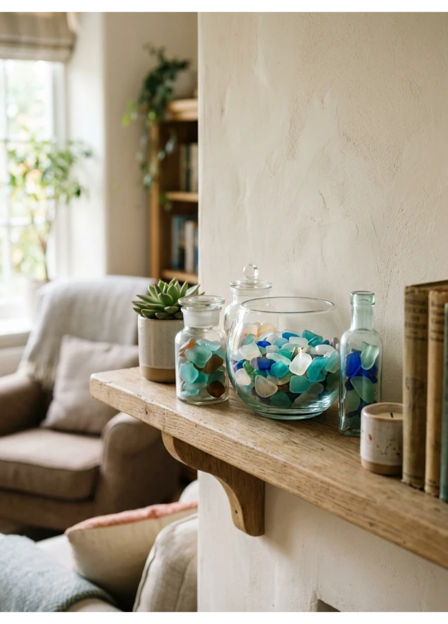 Sea glass or coral-inspired glassware
