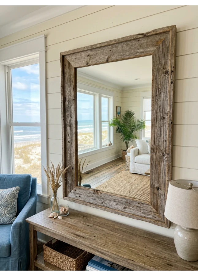 A weathered mirror to reflect natural light