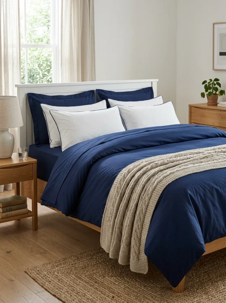 Solid, high-quality bedding in one main color