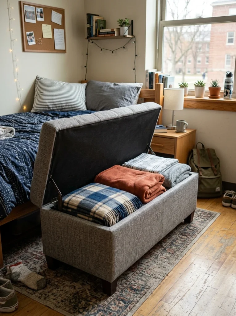 A storage ottoman for seating and hidden space