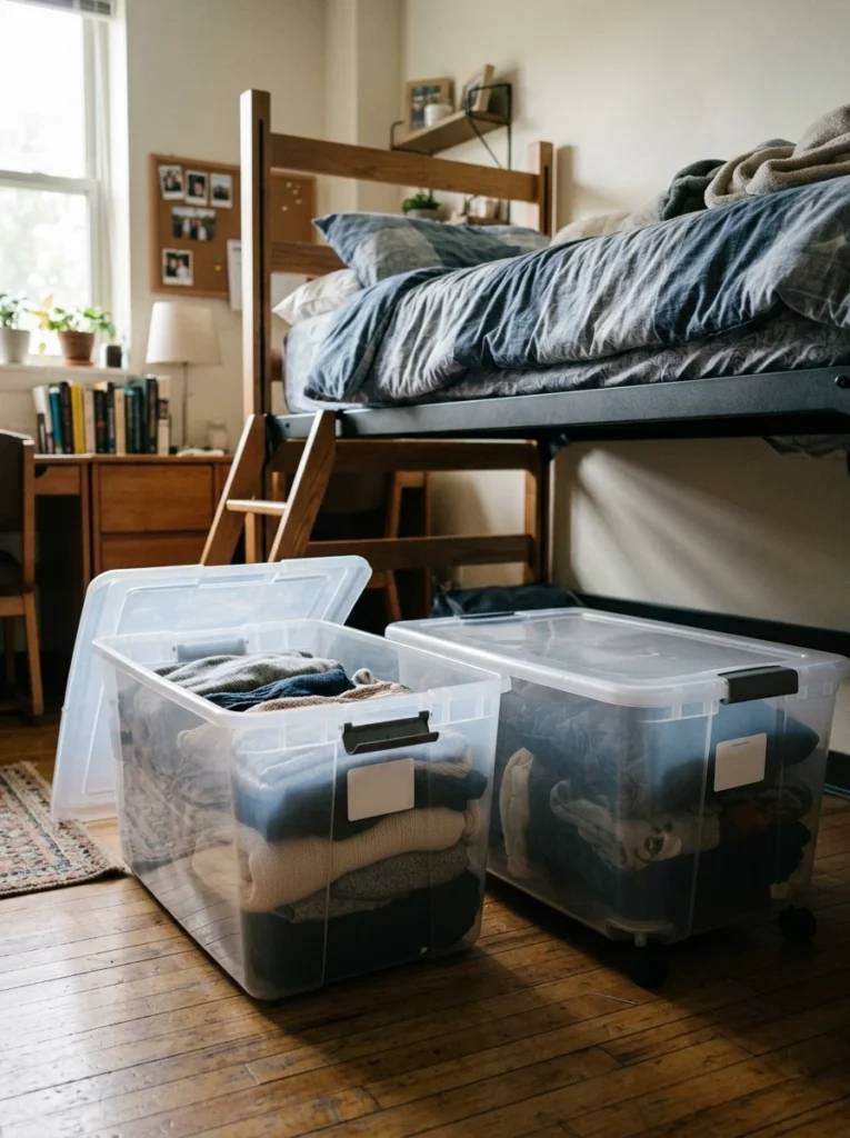 Under-bed storage bins