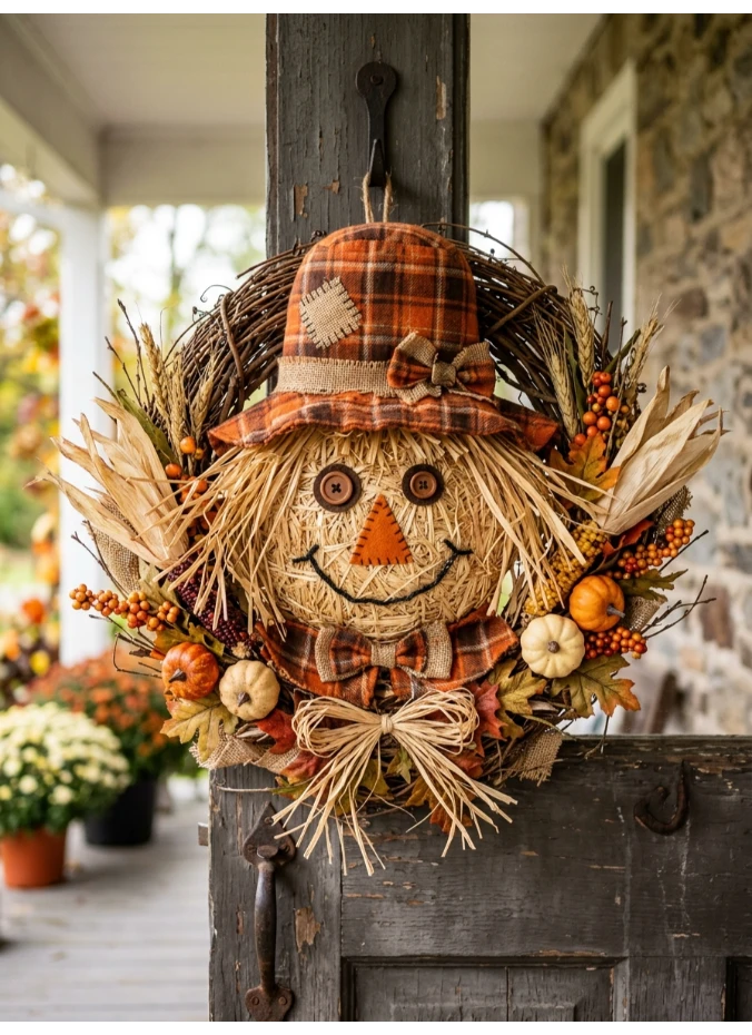 A scarecrow-inspired wreath