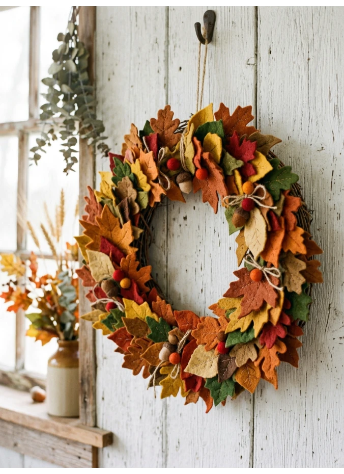 A felt leaf wreath