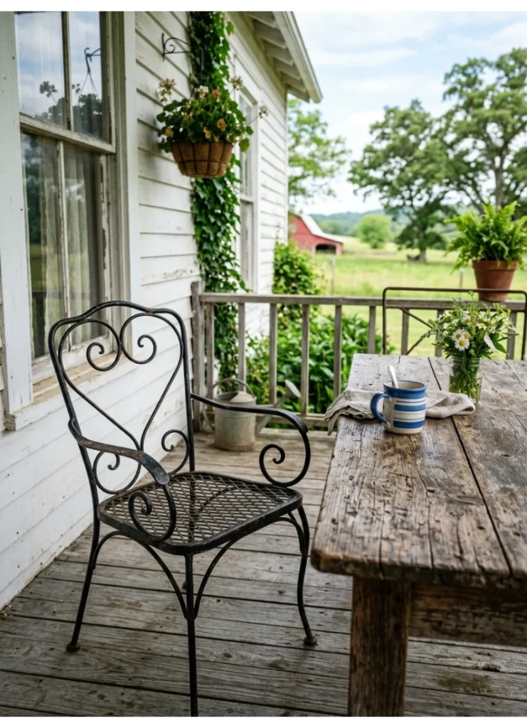 A vintage-style metal chair or two