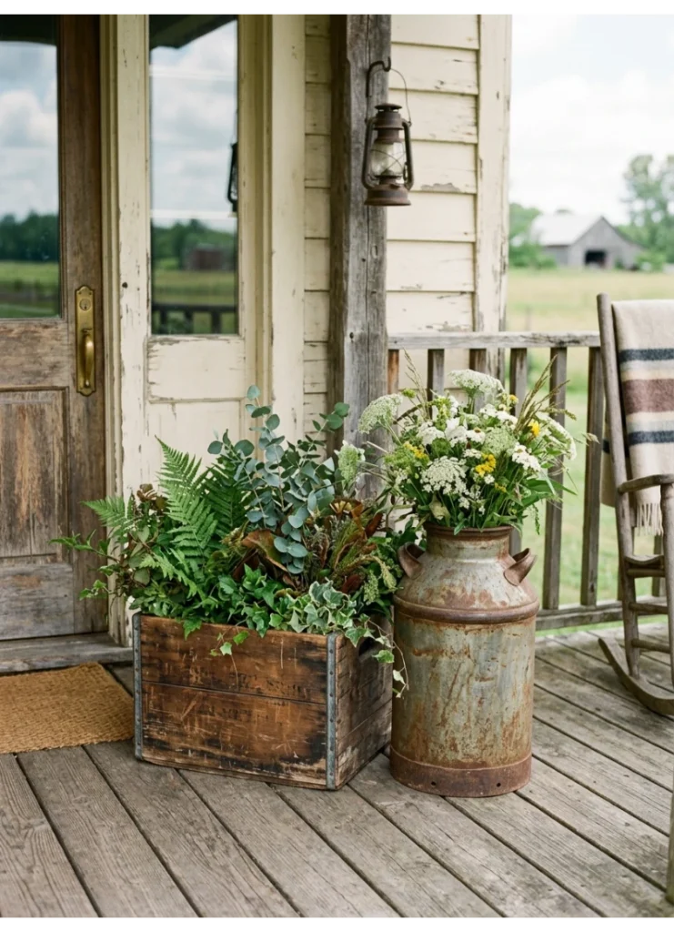 A vintage crate or milk can as a display piece