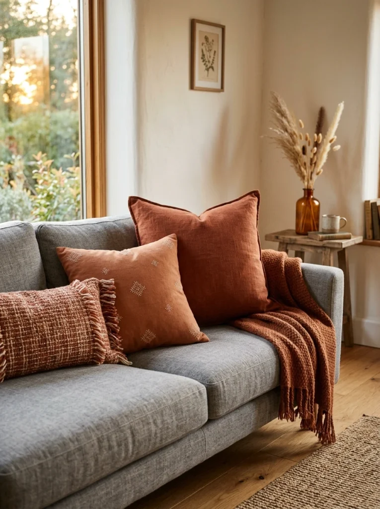 Terracotta and warm rust accents