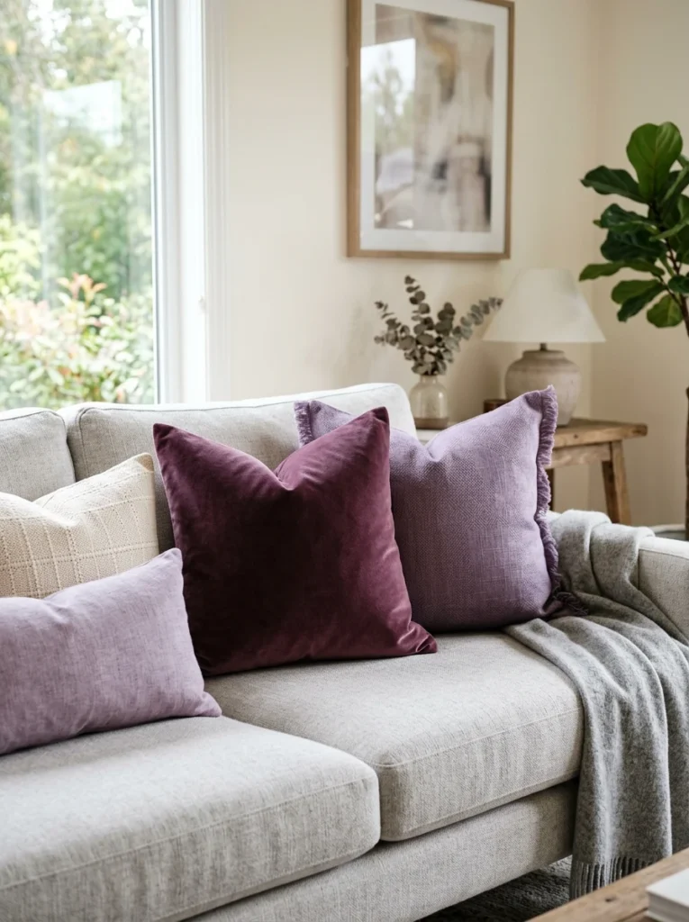 Plum and violet complementary accents