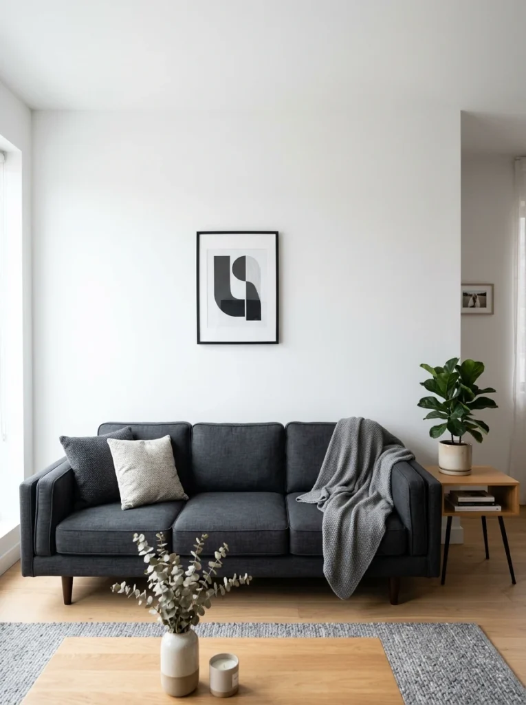 Crisp white walls for contrast