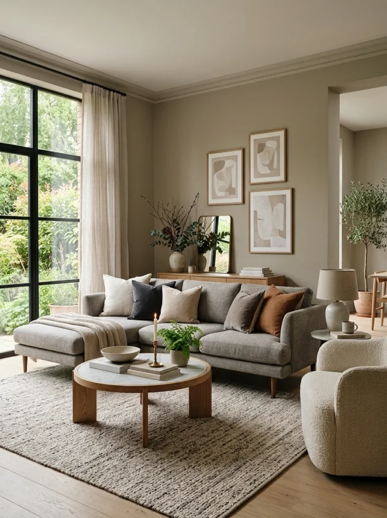 Warm greige walls instead of cool grey