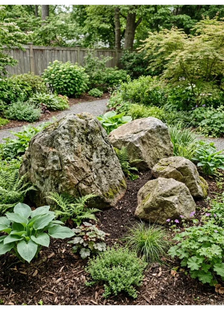 Carefully placed boulders as focal stones