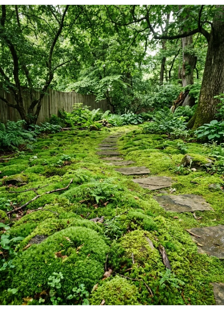 Preserved moss instead of manicured lawn