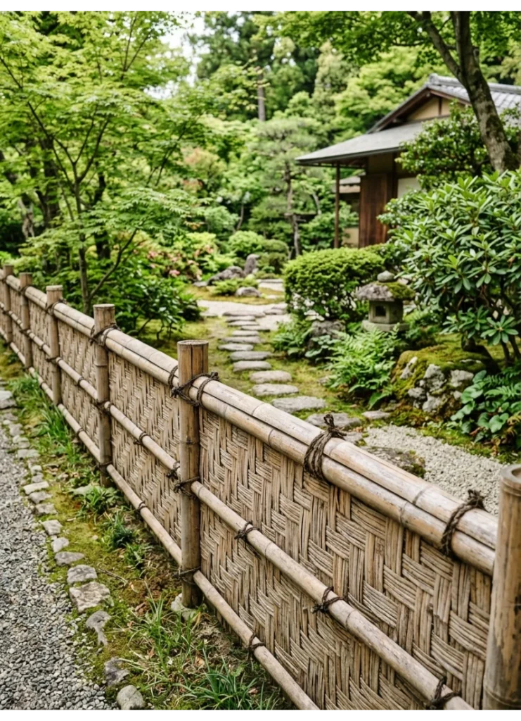 A bamboo fence for a natural boundary