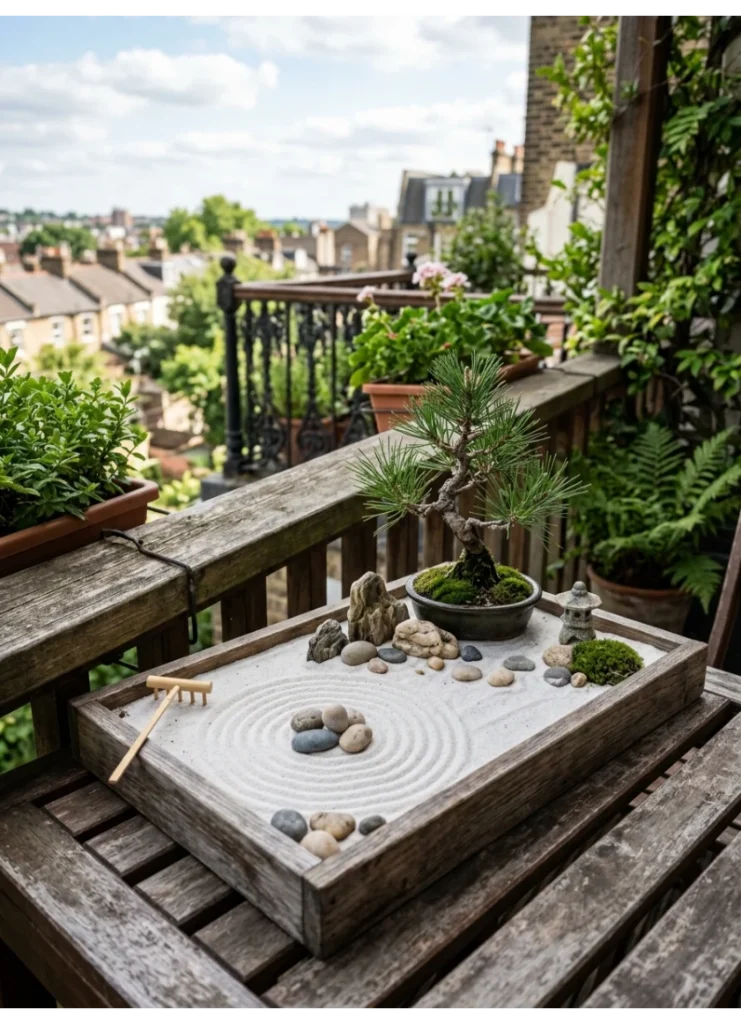 A miniature Zen corner for a balcony
