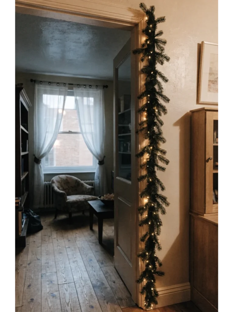 A slim garland draped vertically